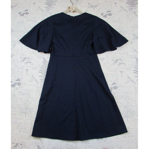 NEW AMANDA UPRICHARD Navy Blue Flutter Slv stretch V-Neck Mini Boca Dress Size S - Picture 8 of 10